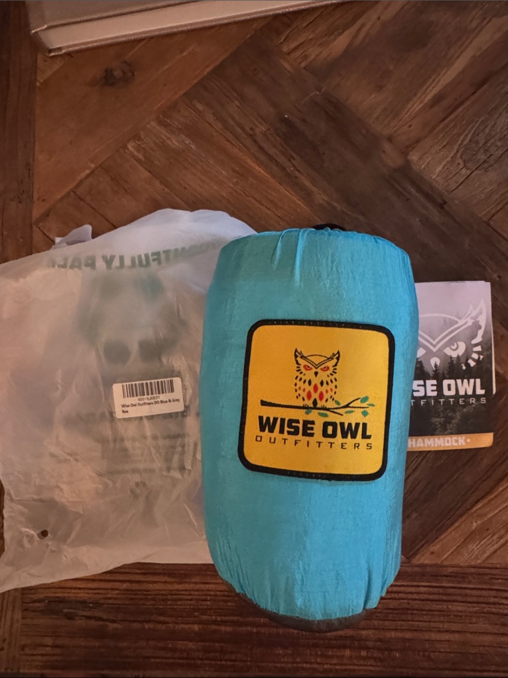 NEW with Tags! Wise Owl DOUBLEOWL TWO-PERSON CAMPING Tree HAMMOCK Blue Grey
